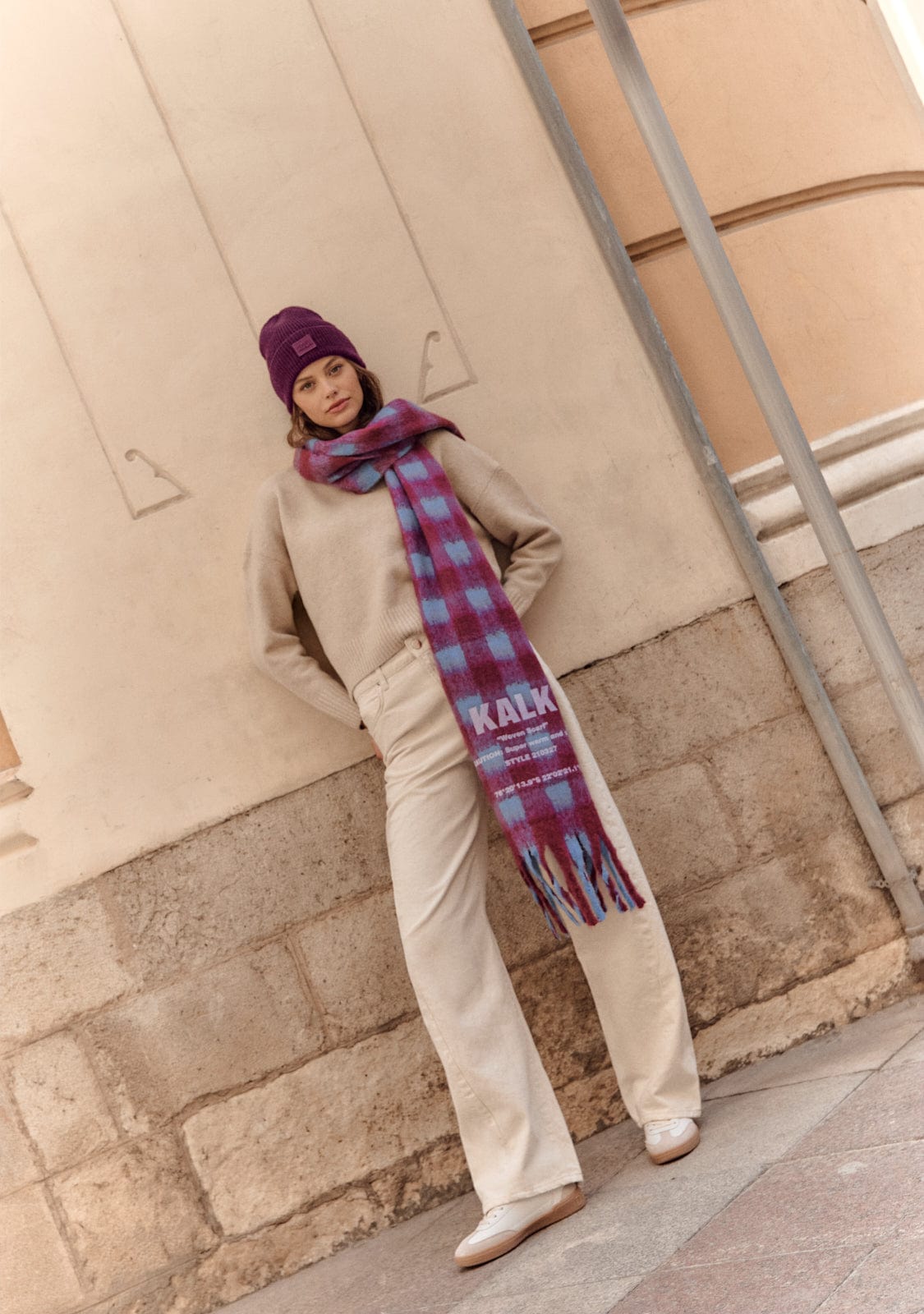 Scarf Vision Wine & Blue Kalk
