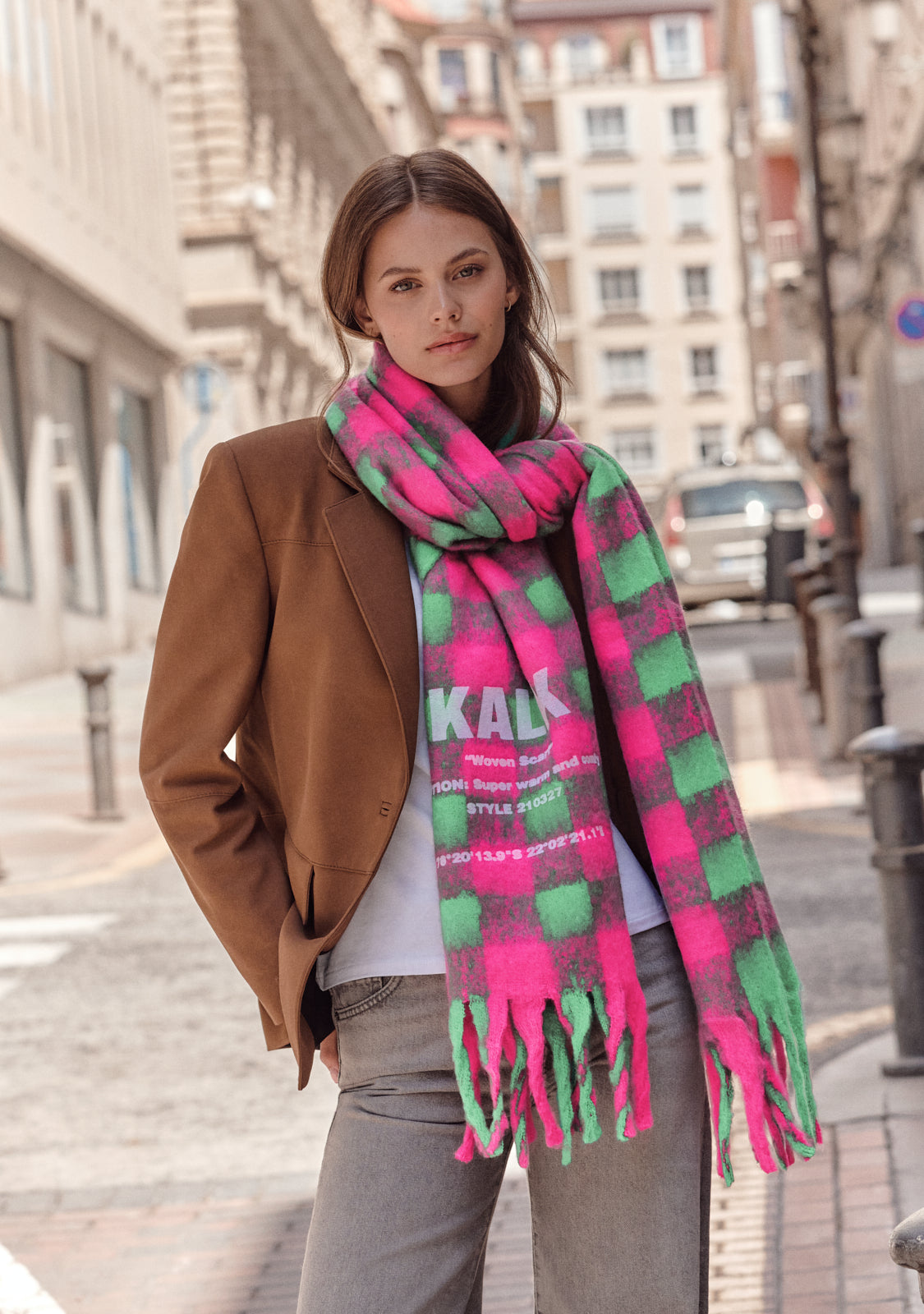 Scarf Vision Green & Fuchsia Kalk