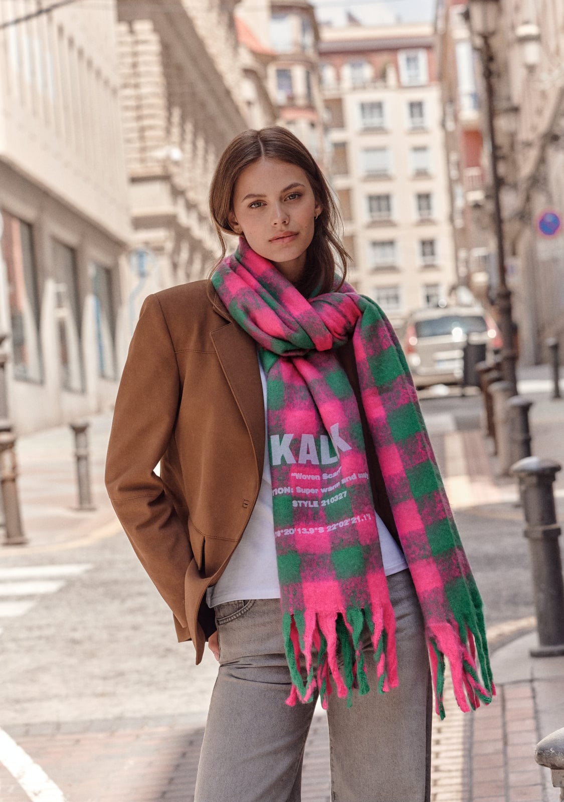 Scarf Vision Green & Fuchsia Kalk