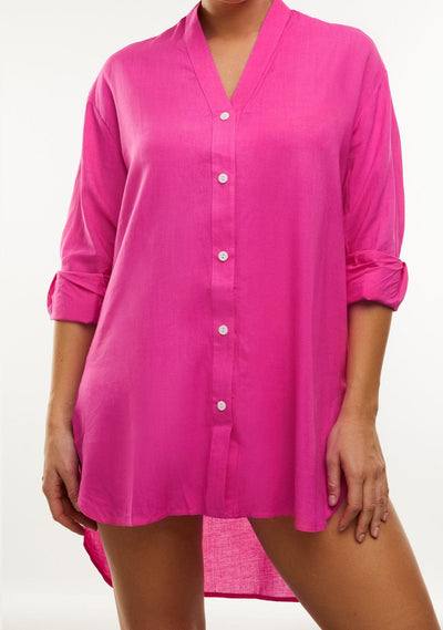 Túnica Playa Lino Fucsia