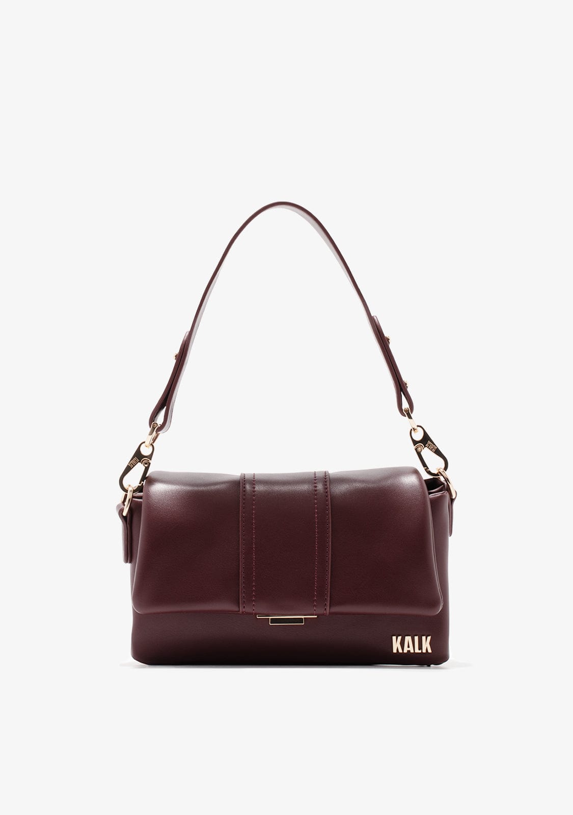 Burgundy handbag for women with a visible brand name