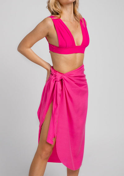 Pareo Playa Lino Fucsia