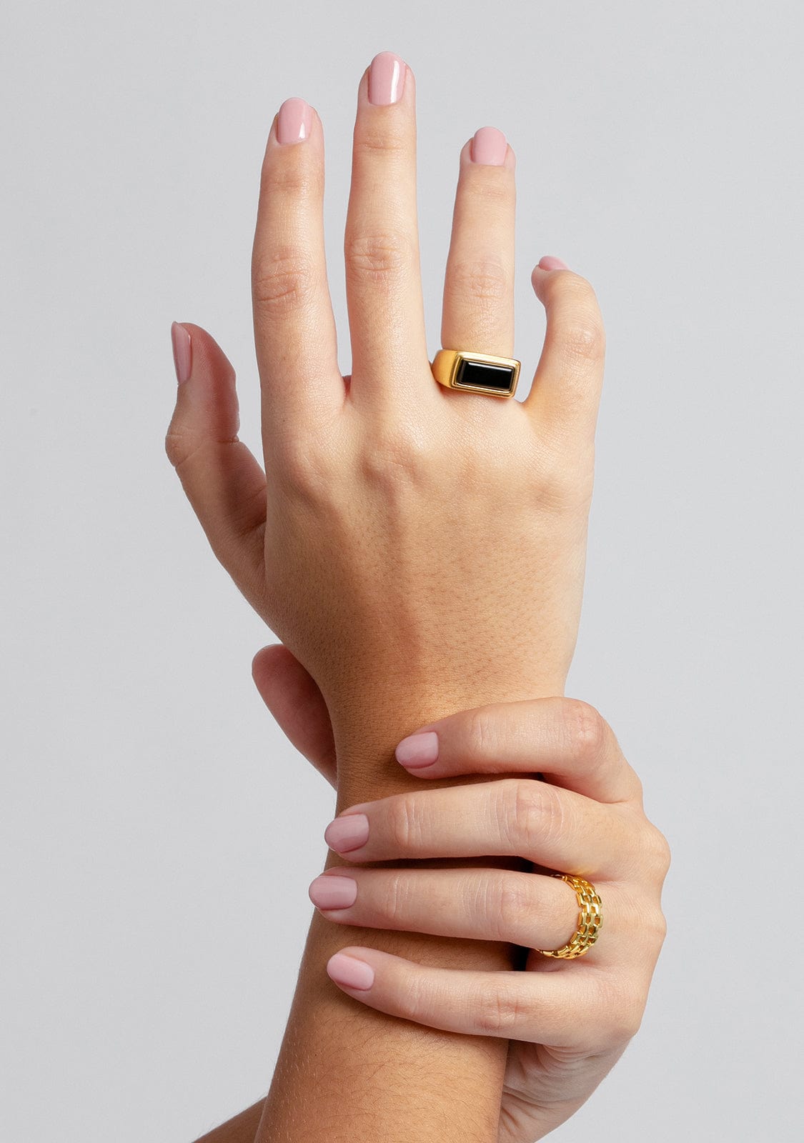 Ring Rectangle Nero Gold