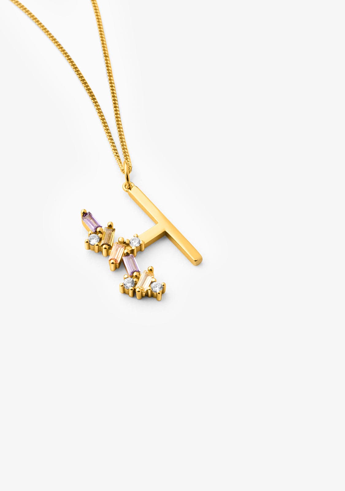 Collar Inicial H Baño Oro 18K Con Circonitas Multicolor Identity