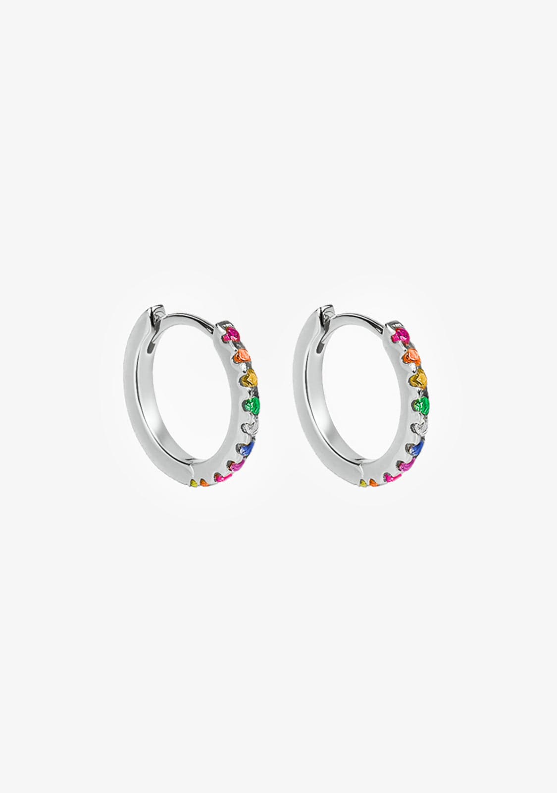 Rainbow Hoop Earrings Silver