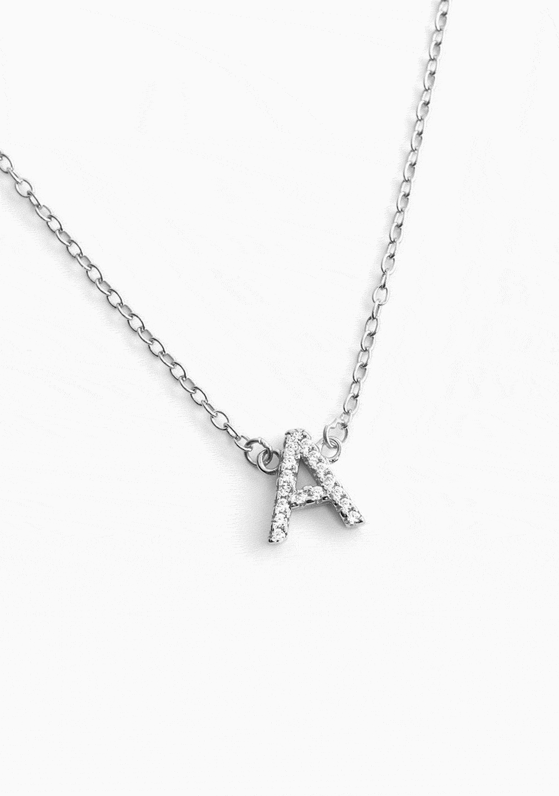 Necklace Fixed Initial Zirconia Silver