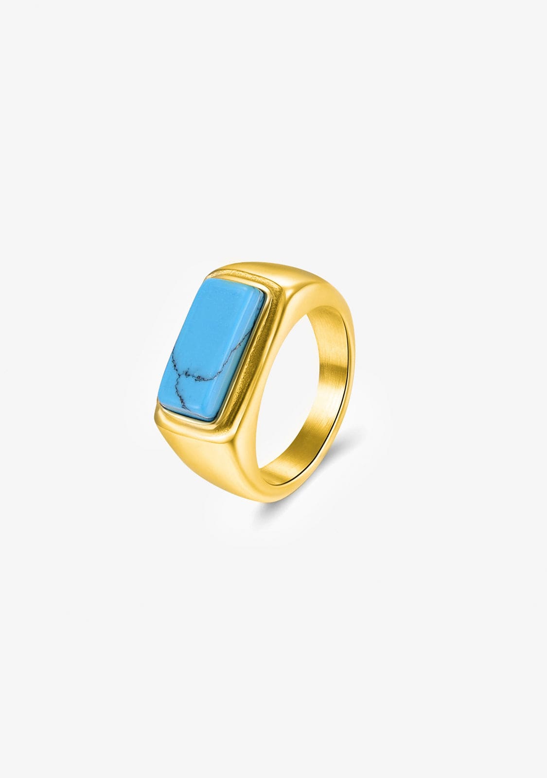 Ring Rectangle Turquese Gold