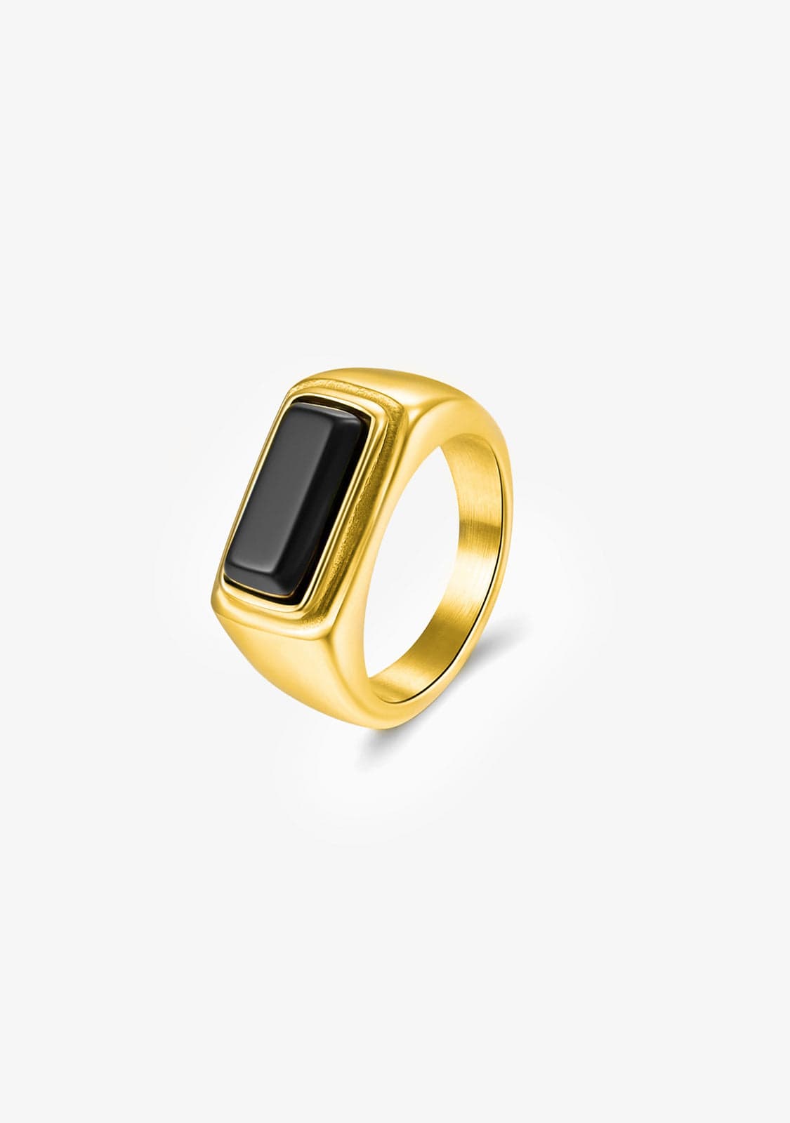 Anillo Baño Oro 18K Negro Rectangle