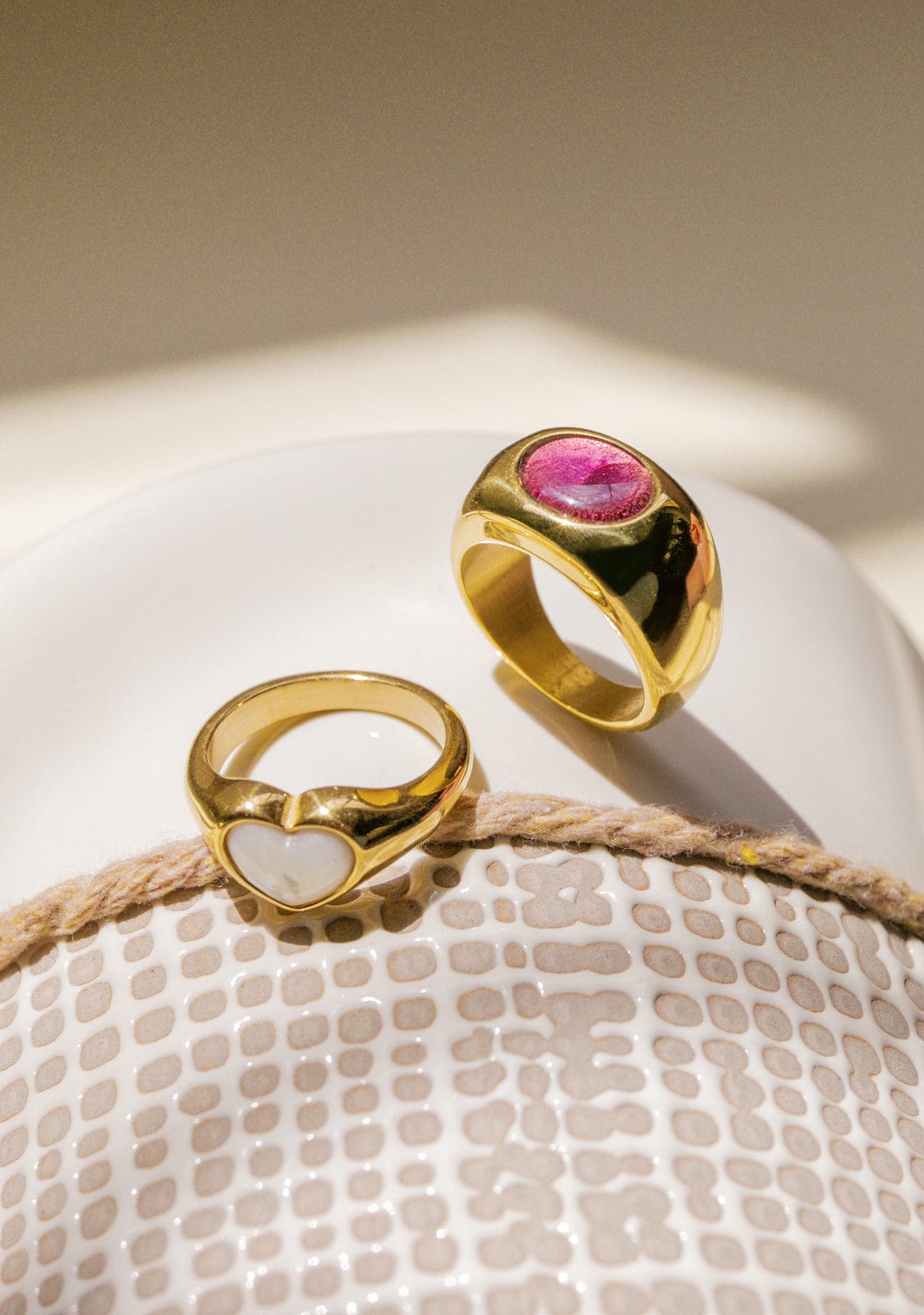 Anillo Baño Oro 18K Blanco Cuore