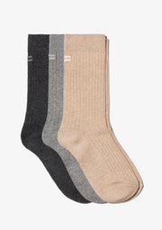 Lot de 3 chaussettes côtelées mélangées