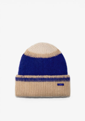 Beanie Vision Blue + Scarf Globe Beige Kalk