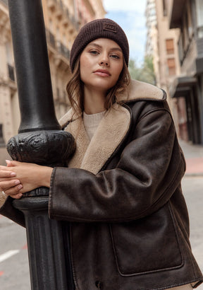 Beanie First Braun Kalk