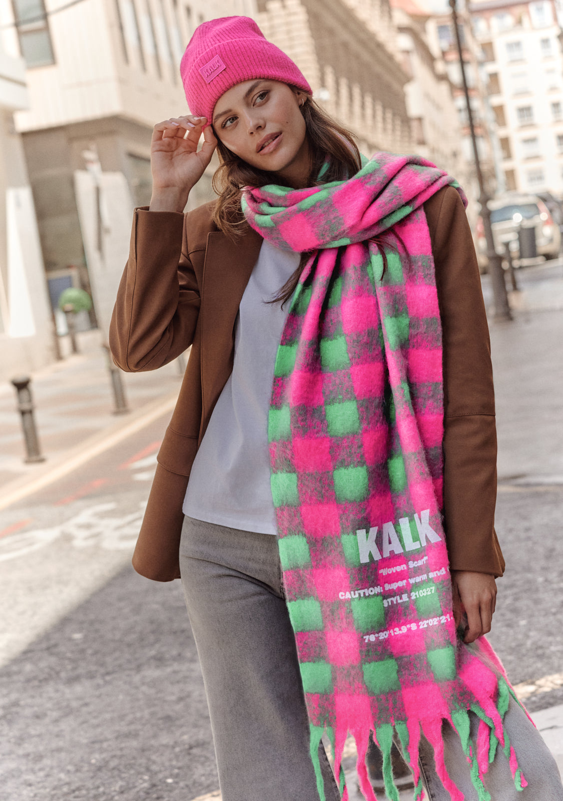 Scarf Vision Green & Fuchsia Kalk