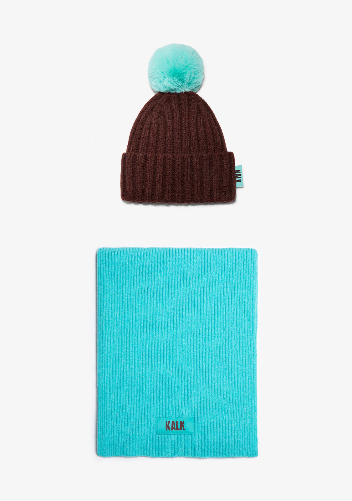 Beanie Globe Brown + Scarf Globe Blue Kalk