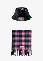 Bucket Shiny Black + Scarf Trick Pink Kalk