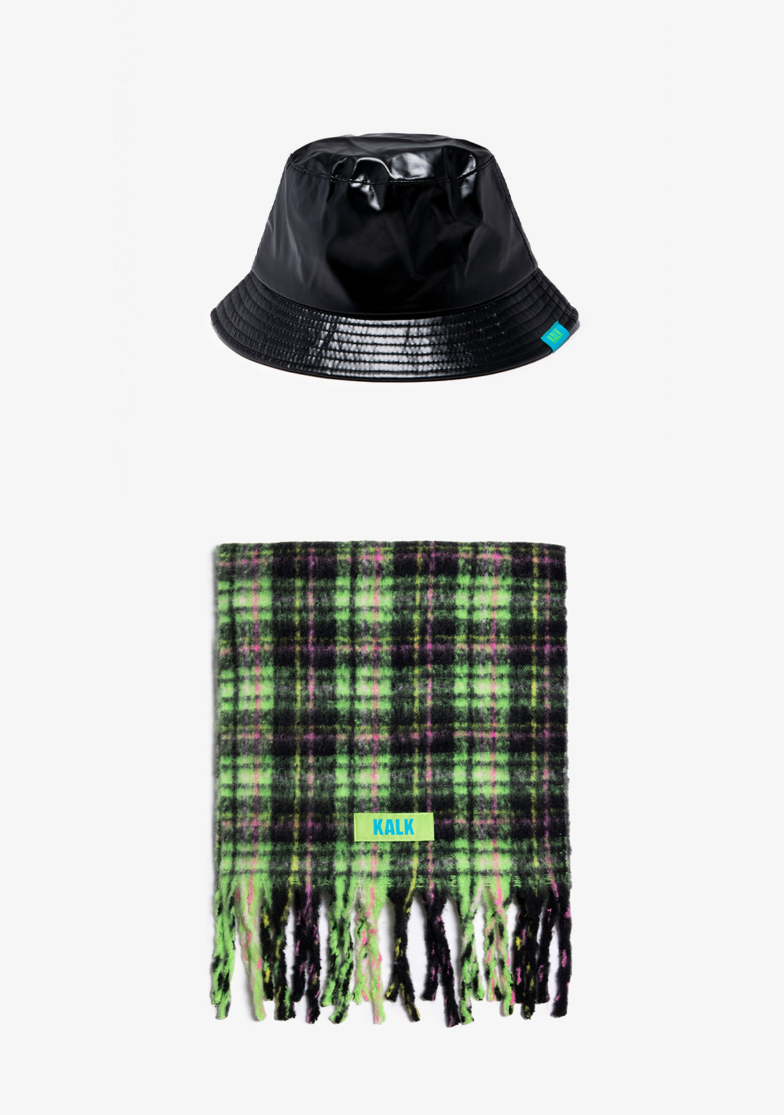 Bucket Shiny Black + Scarf Trick Green Kalk