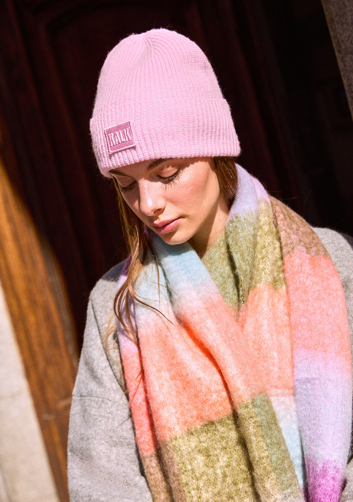 Whimgy Beanie Blue×Pink isecai Pack Orchid Pink Beanie & Stone Blue Scarf Vibrant