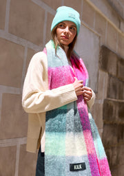 Conjunto de gorro e cachecol Vibrant verde-menta
