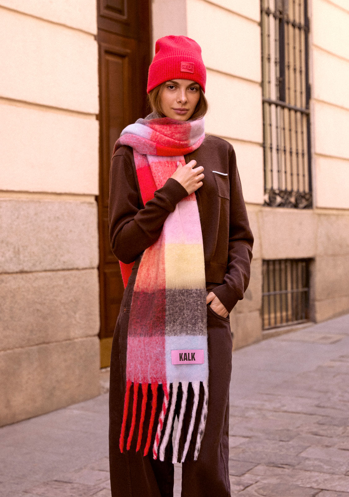 Conjunto de gorro e cachecol Vibrant vermelho