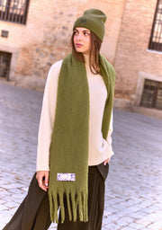 Ensemble bonnet et écharpe First vert olive