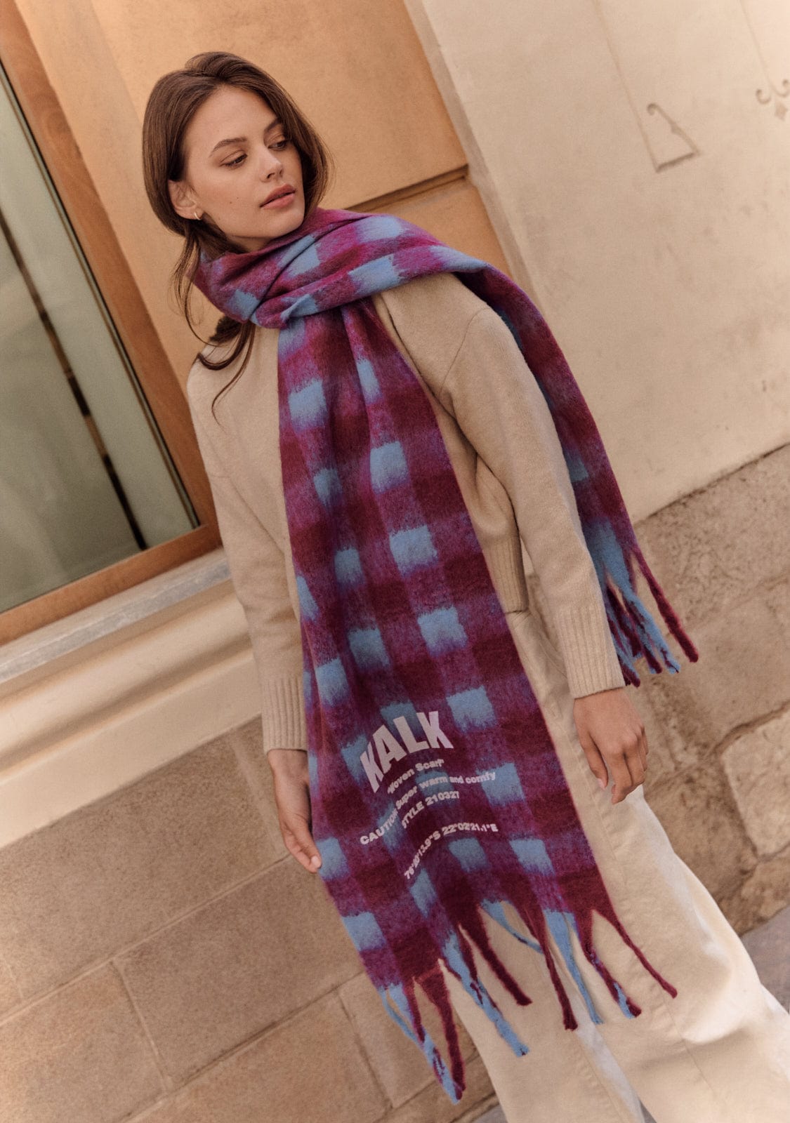 Scarf Vision Wine & Blue Kalk