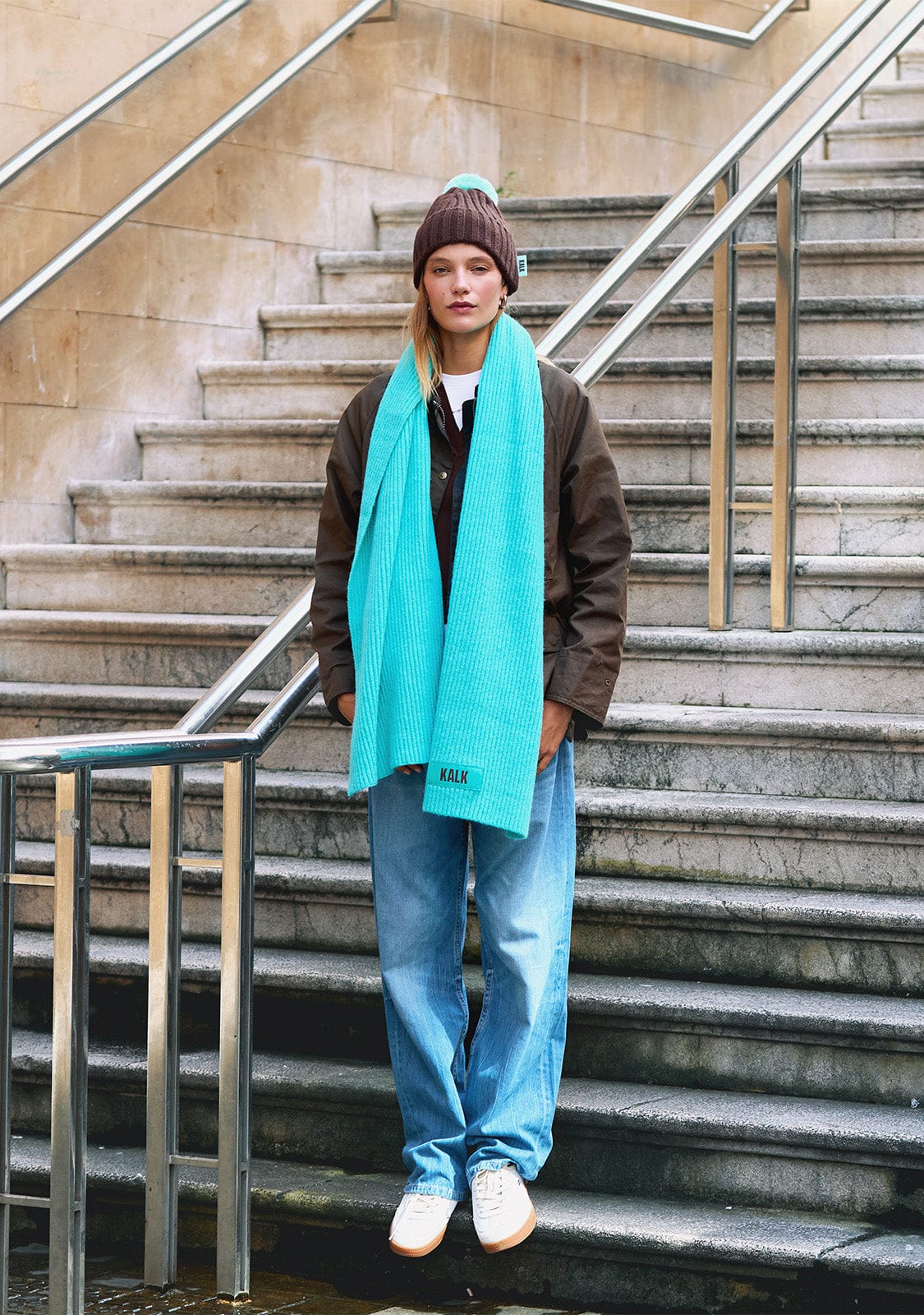 Scarf Globe Blue Kalk