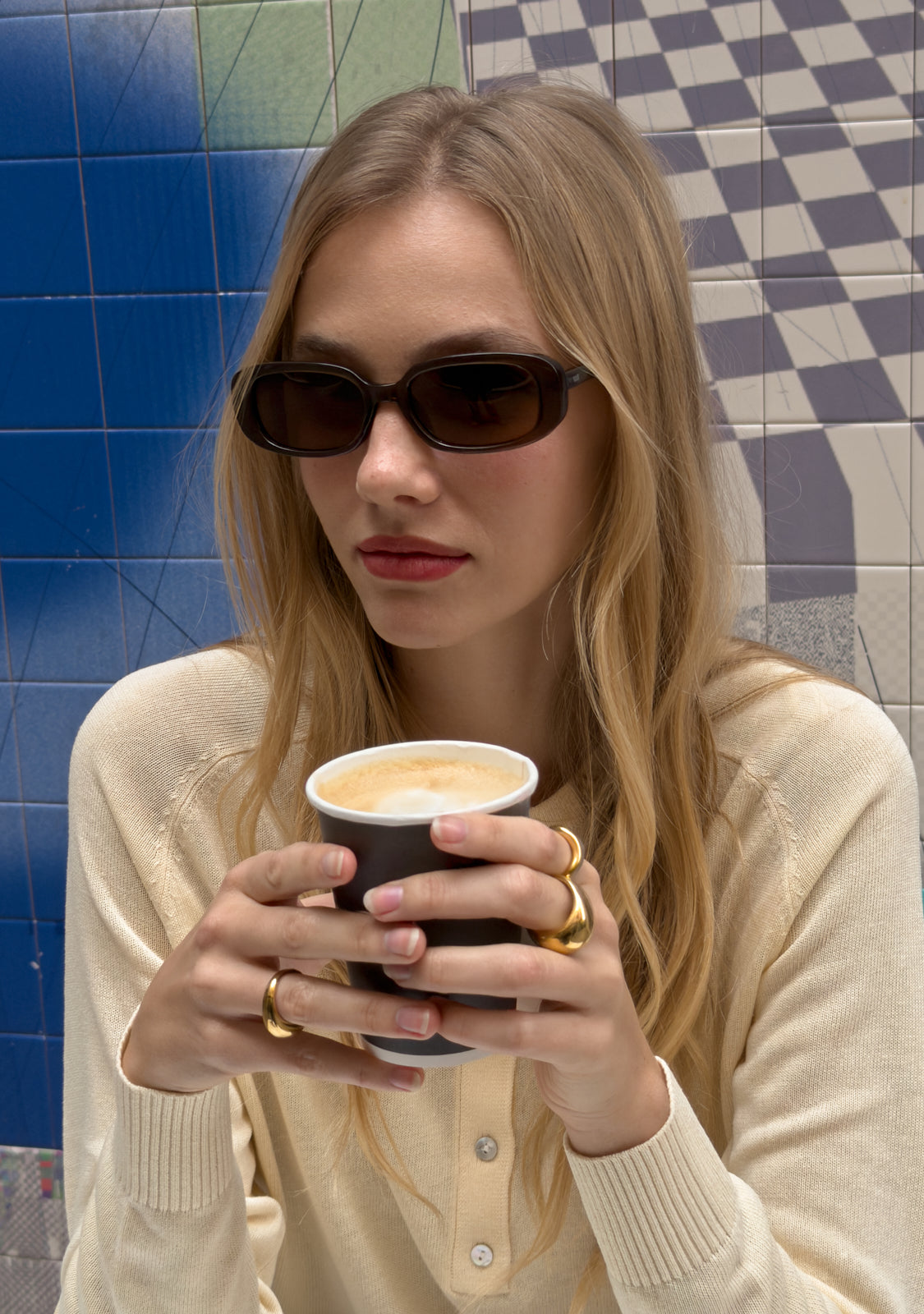 Occhiali da Sole Rettangolari Marrone Tess