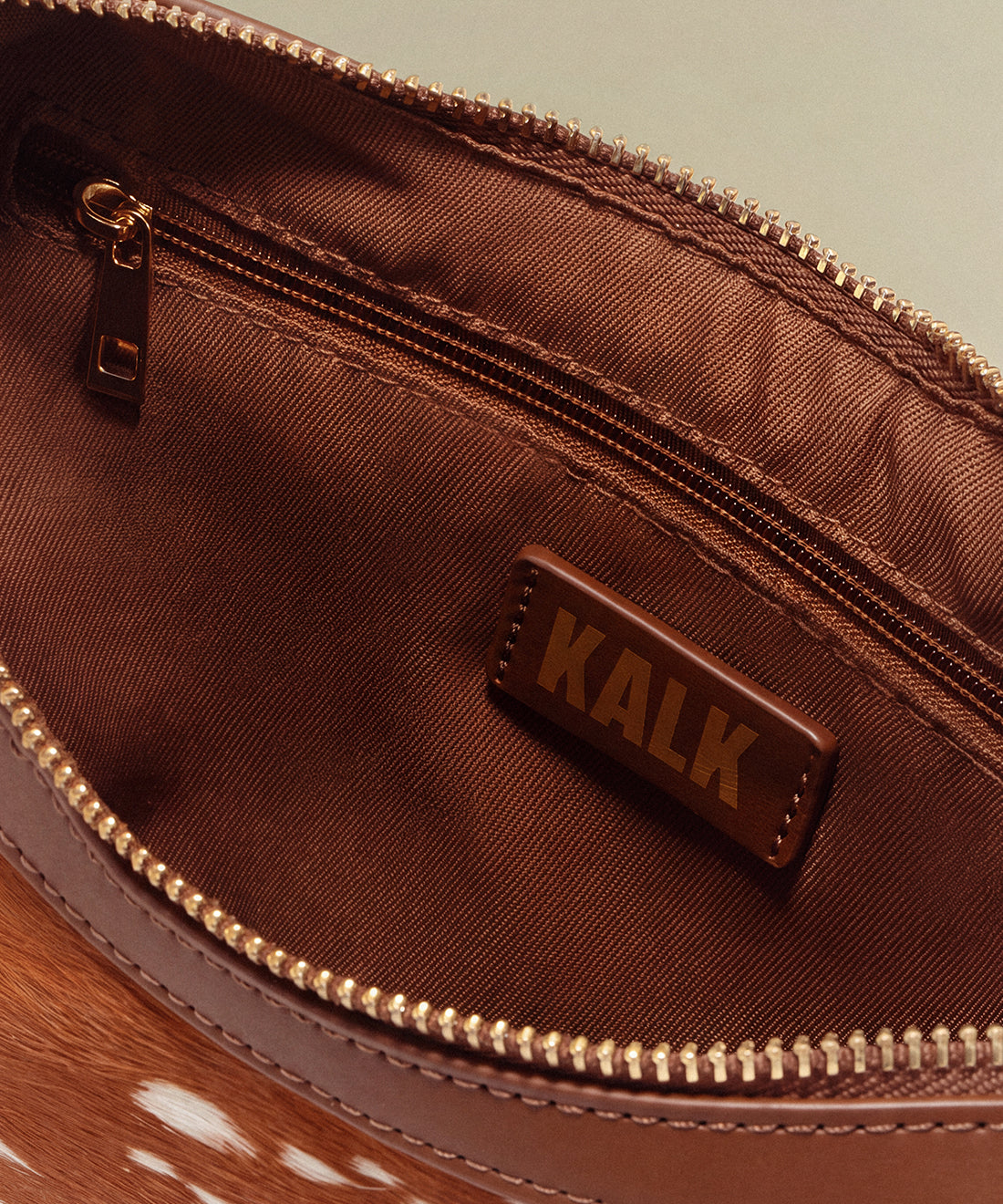 Close-up of the interior zip pocket