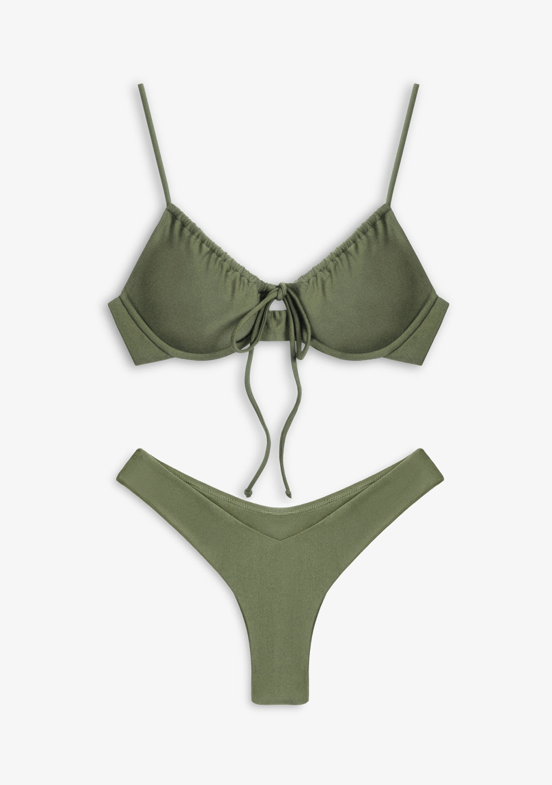 Set Bikini Verde Oliva Top Rinna + Braguita Gina