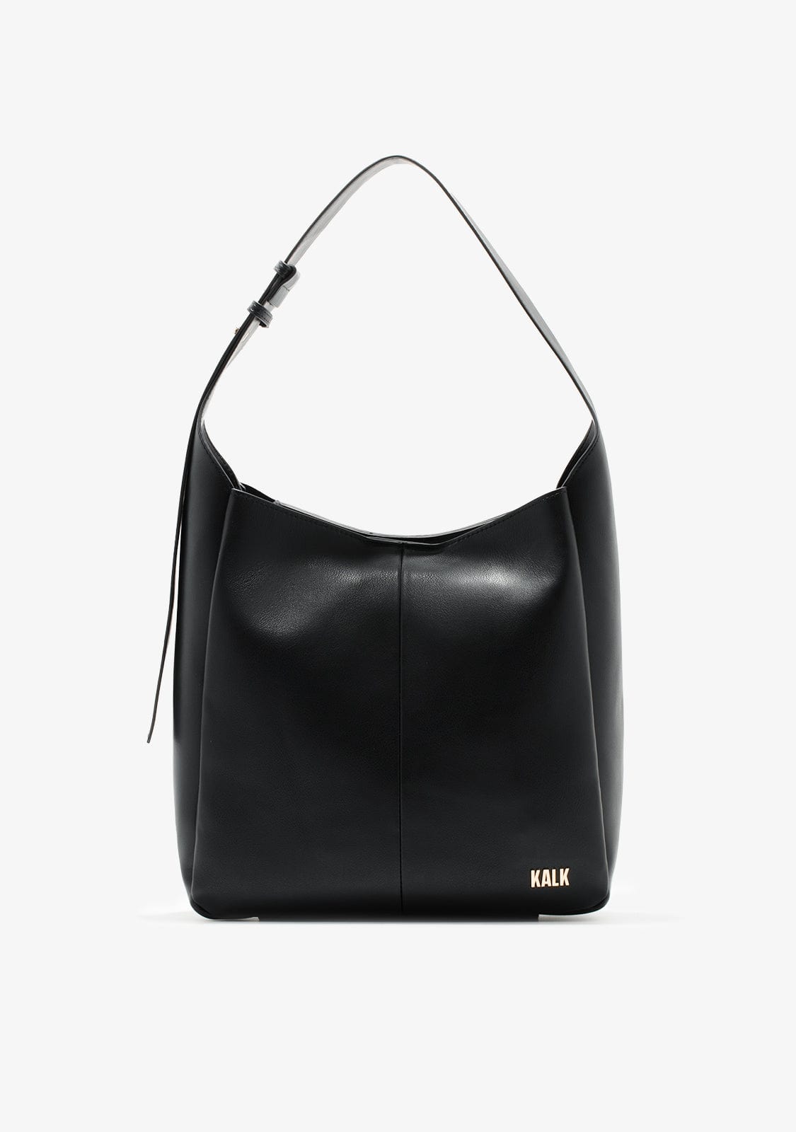 Black hobo handbag for women with 'KALK' branding