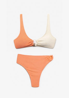 Bikini Top Eris + Braguita Bella Melocotón y Beige