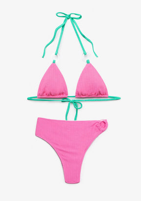 Bikini Top Lira + Braguita Bella Rosa y Verde