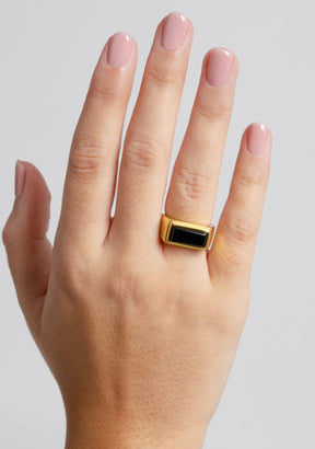 Ring Rectangle Nero Gold