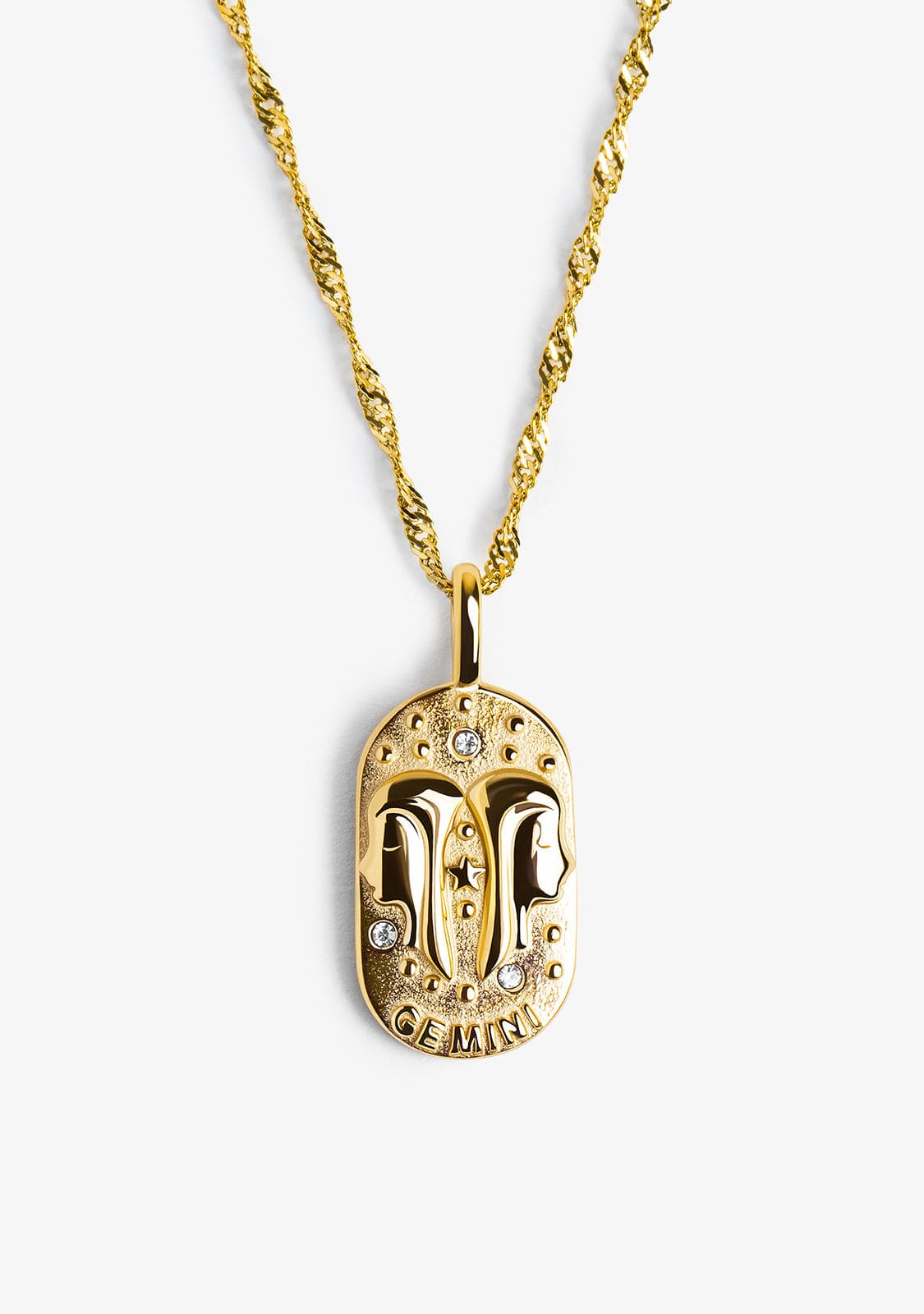 Gemini Zodiac Necklace Steel Gold