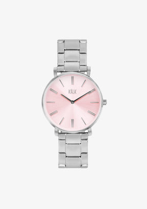 Stilvolle Silber / Hellrosa Uhr