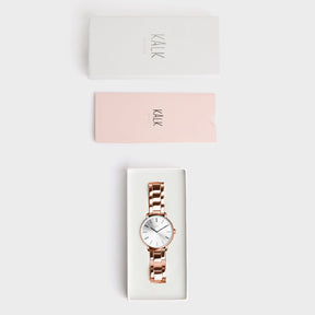 Stilvolle Rose Gold / Weiß Uhr