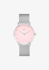 Verträumte Silber / Hellrosa Uhr