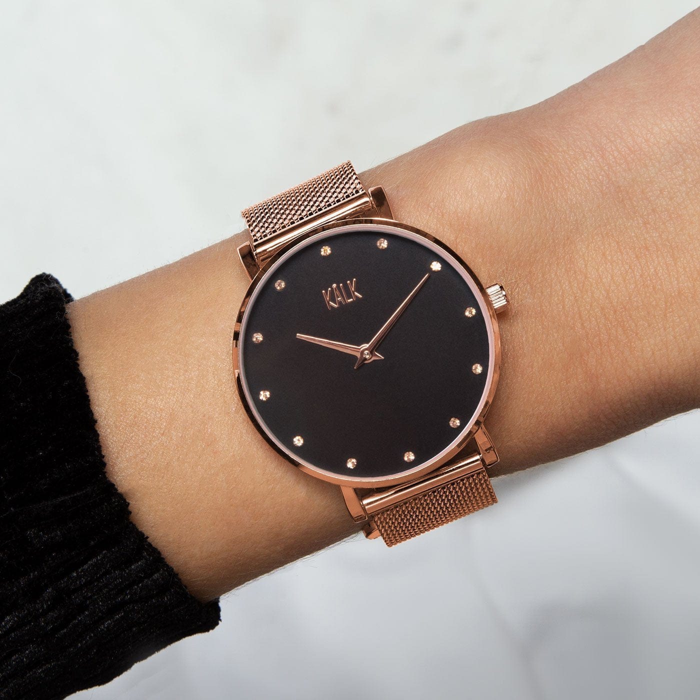 Verträumte Rose Gold / Schwarz Uhr