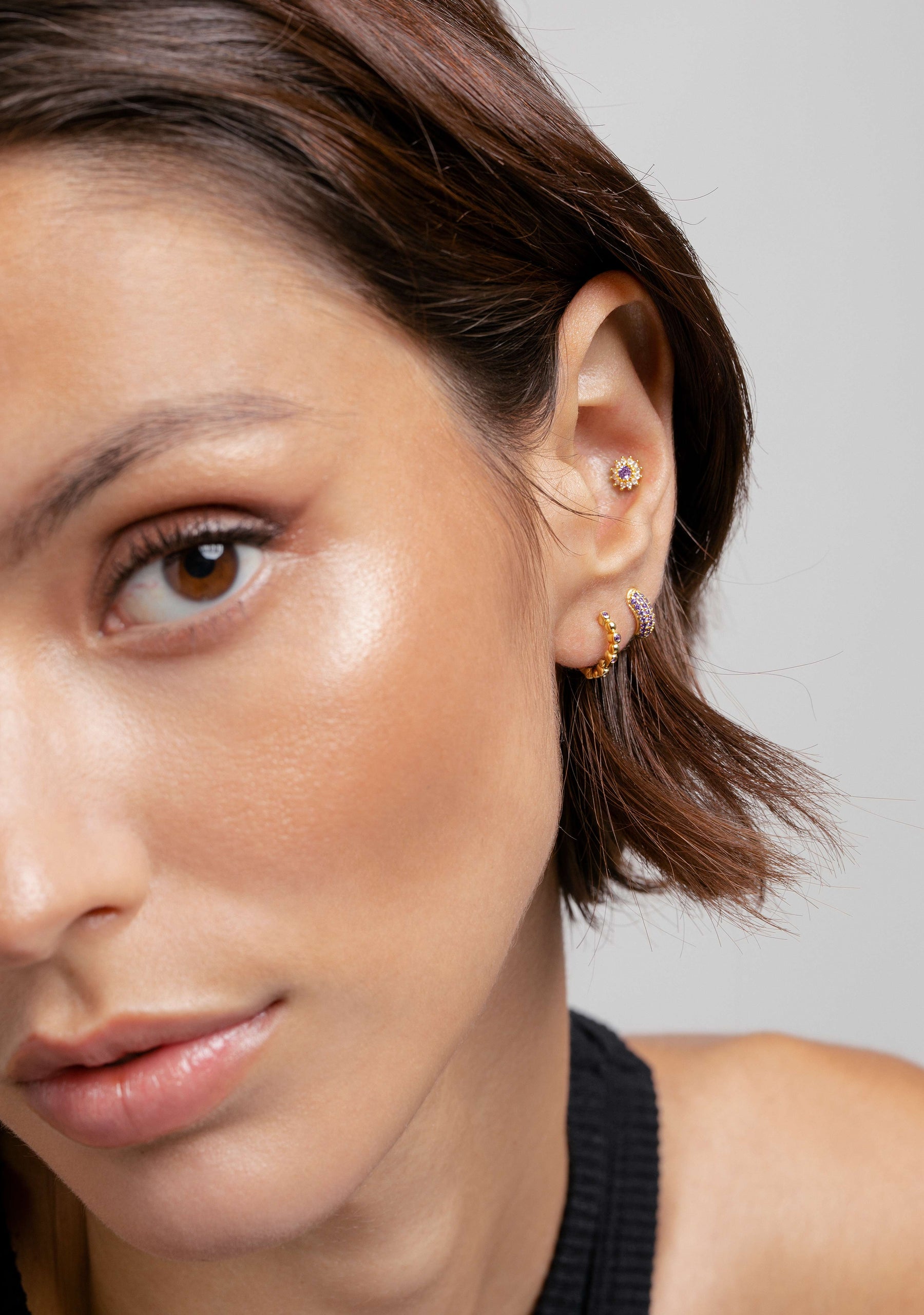 Piercing Aro Baño Oro 18K con Circonitas Vitto Amethyst