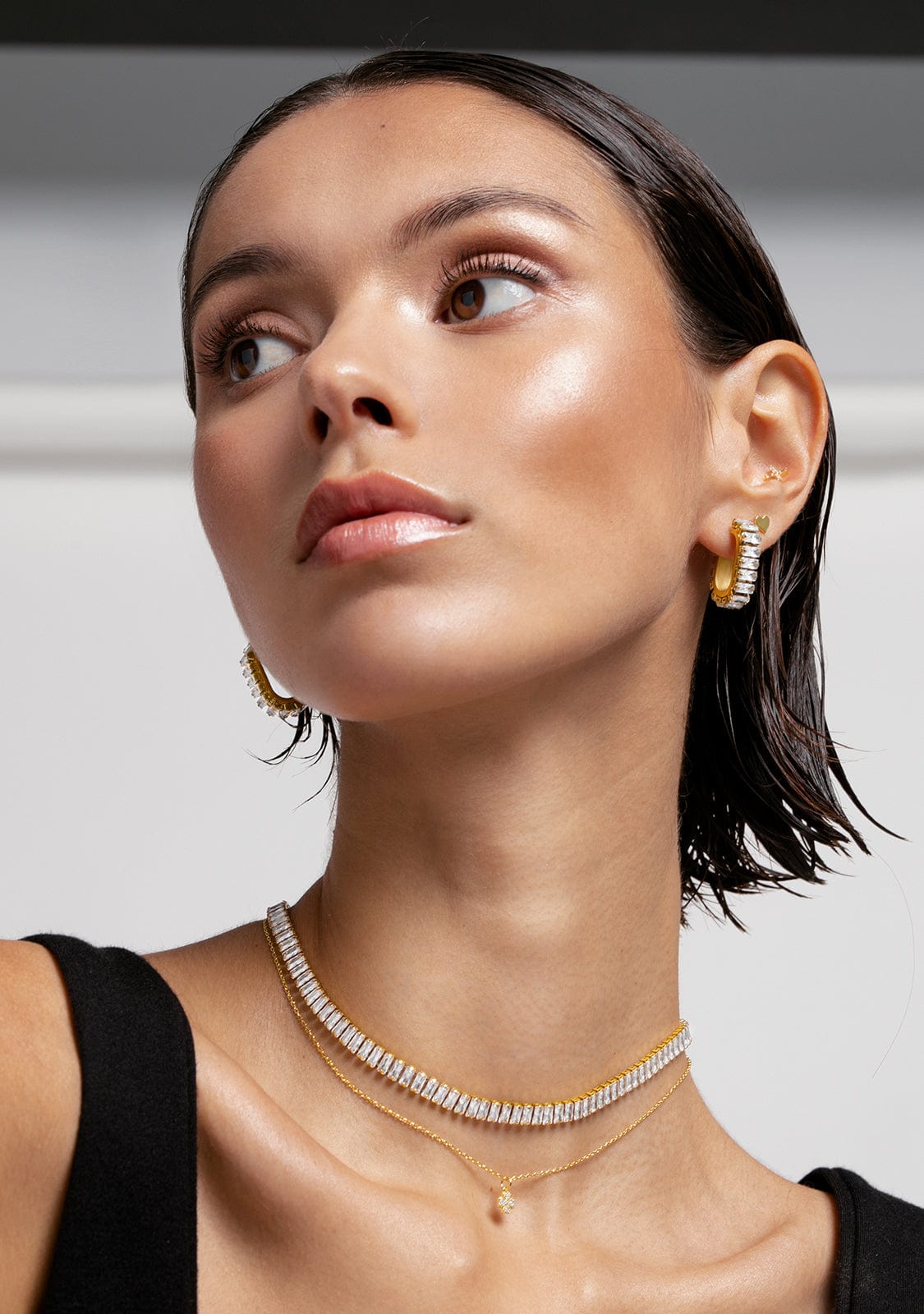 Collar Baño Oro 18K Con Circonitas Riviere