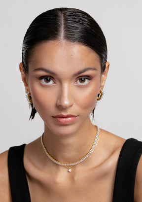 Collar Baño Oro 18K Con Circonitas Riviere