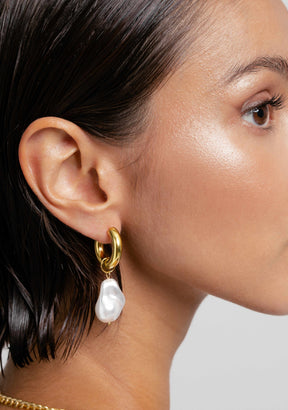 Perle Hoop Earrings Gold