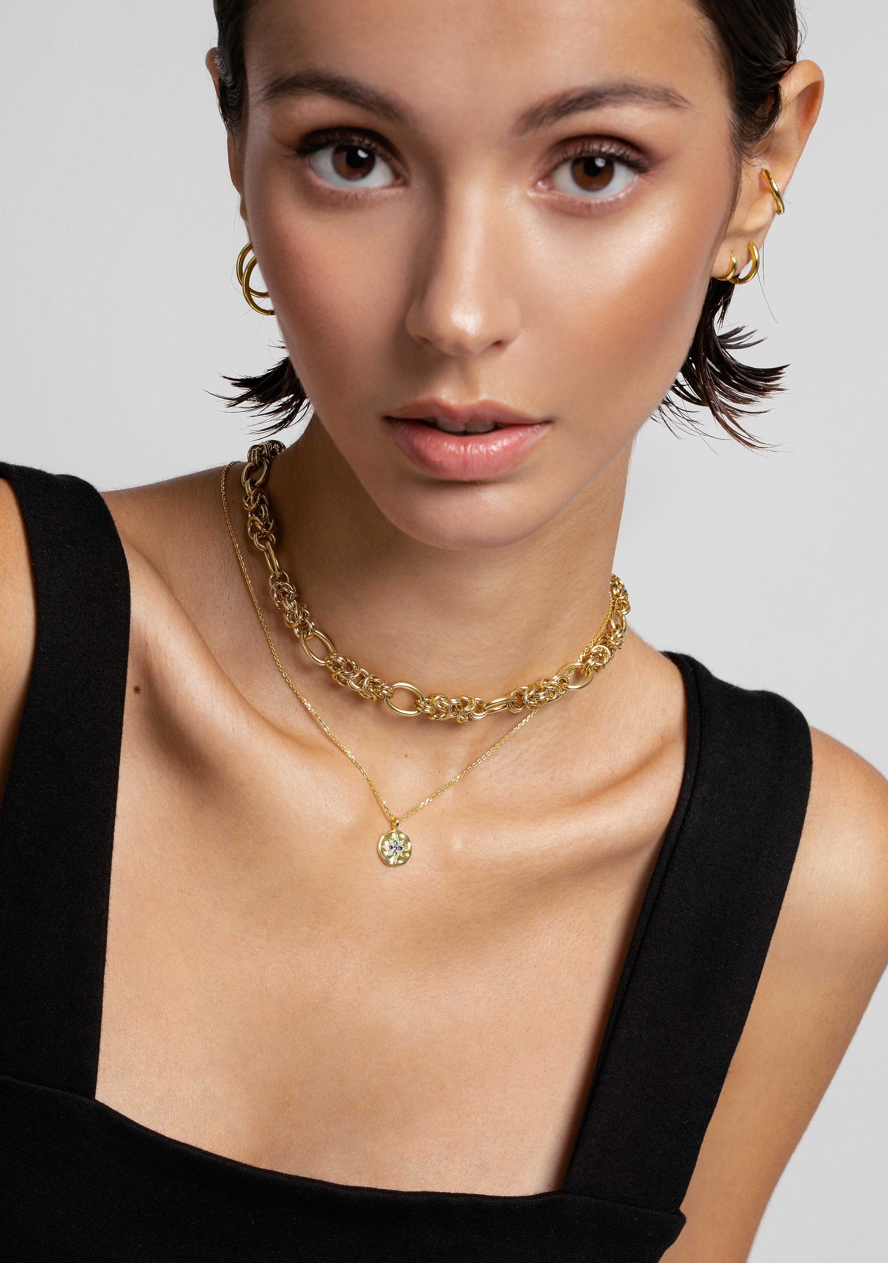 collana medaglione stella d'oro