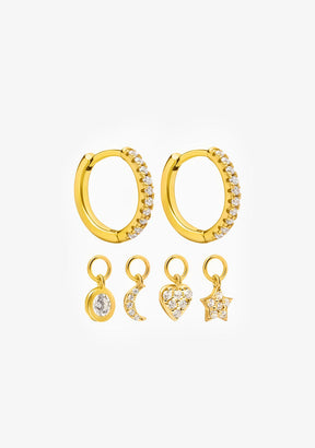 Ohrringe 4 Charms Gold