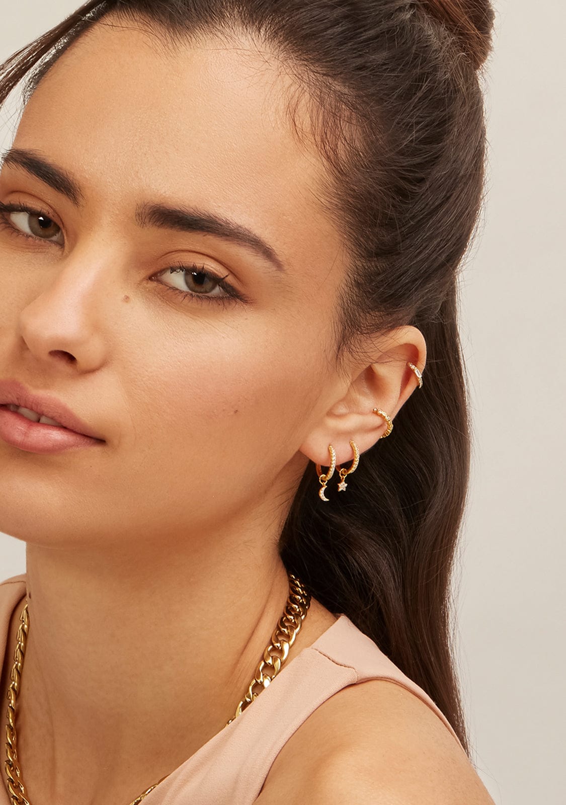 Ohrringe 4 Charms Gold