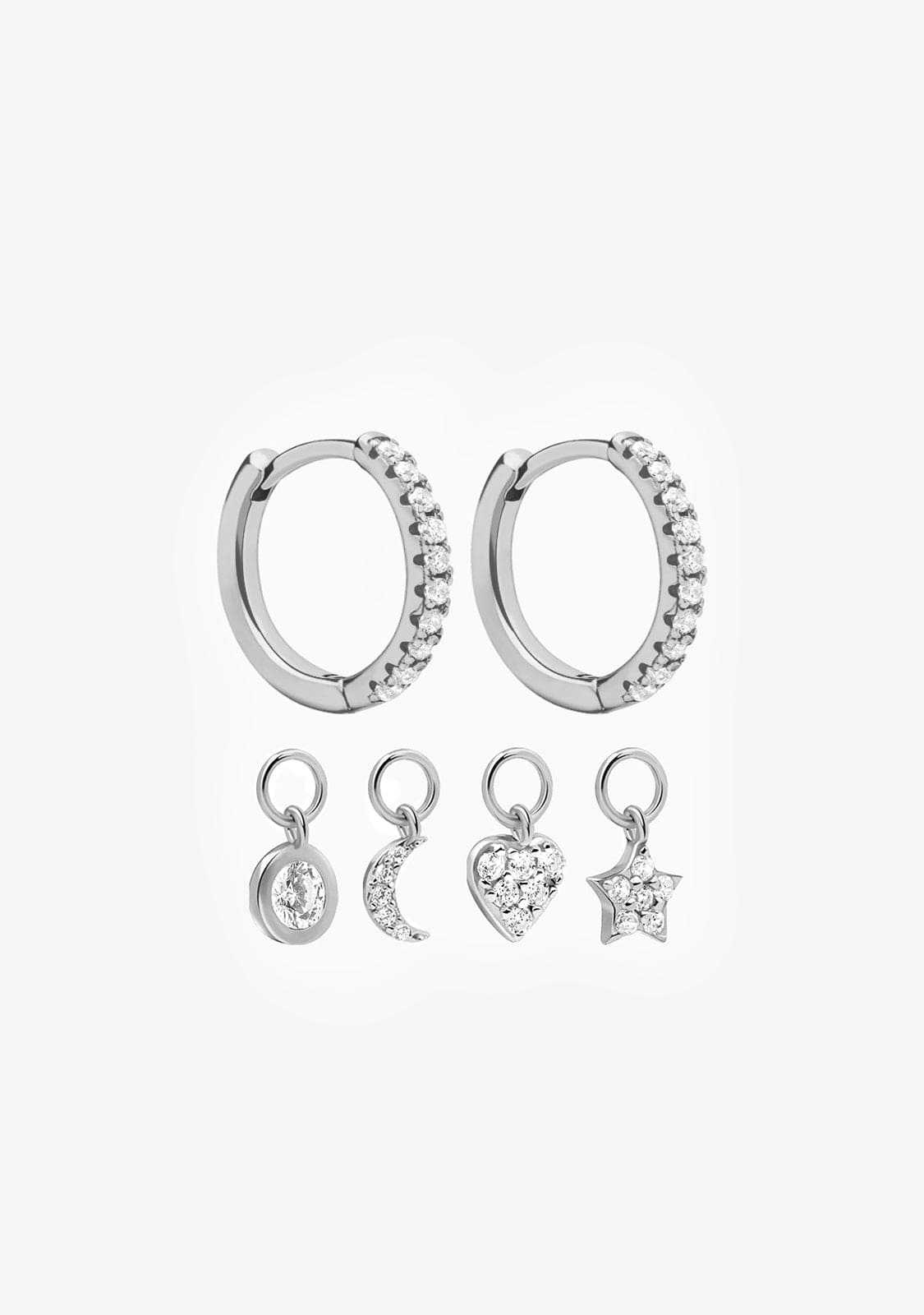 Pendientes Aro Plata de Ley 925 Con Circonitas Blanco Charms