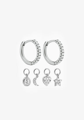 Pendientes Aro Plata de Ley 925 Con Circonitas Blanco Charms