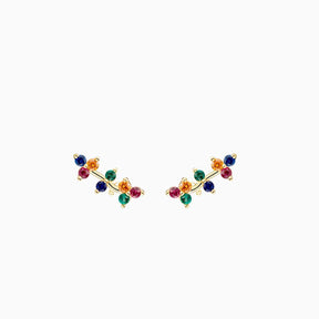 Mini Climber Multicolor Zirconia Gold Earring