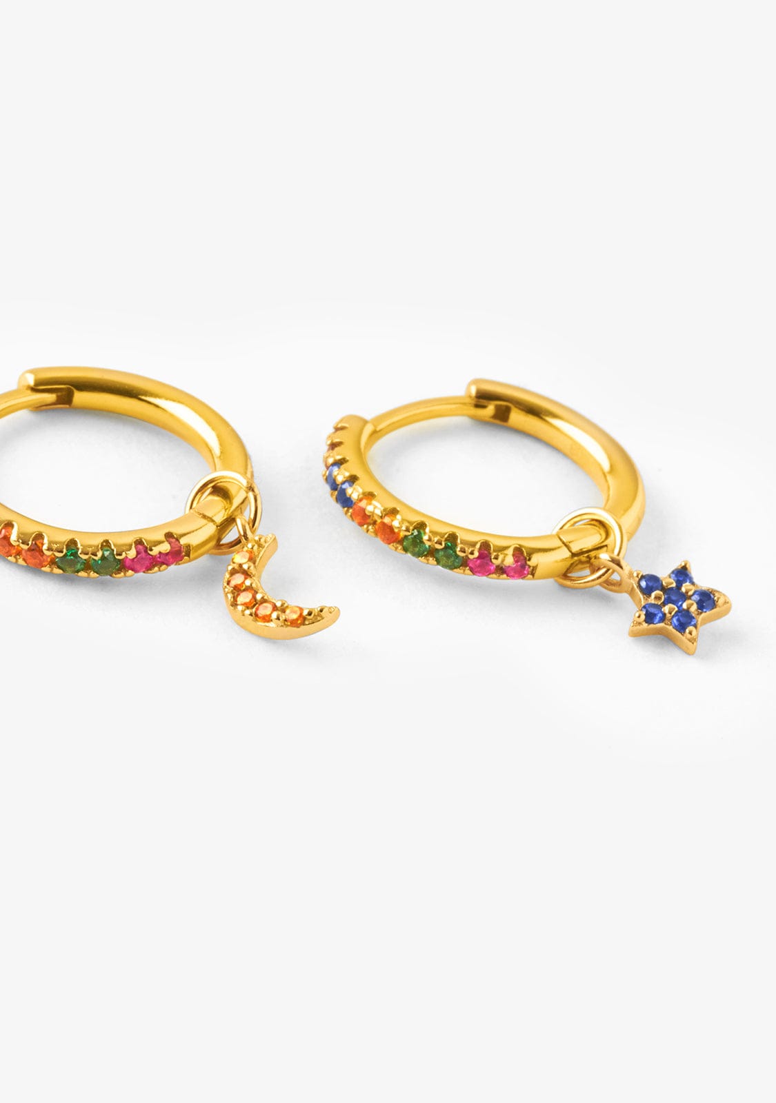 Ohrringe 4 Charms Multicolor Gold