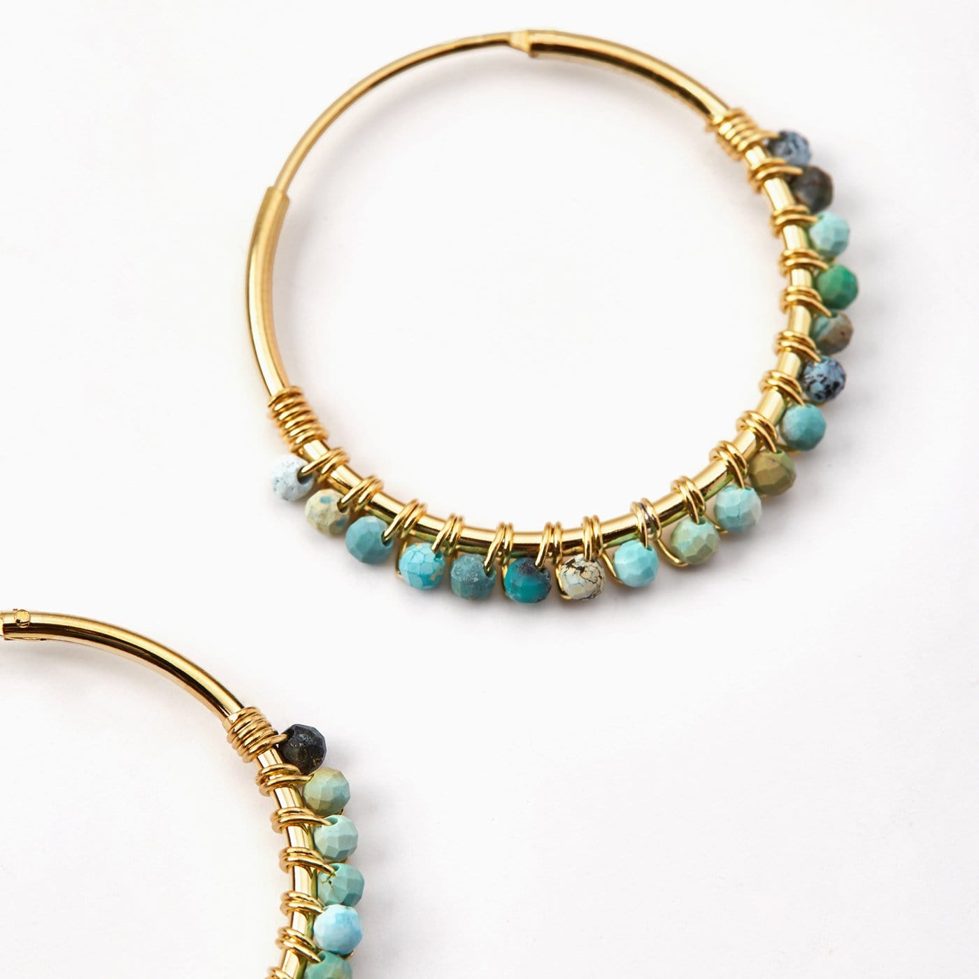 Paradise Aqua Hoop Earrings Gold